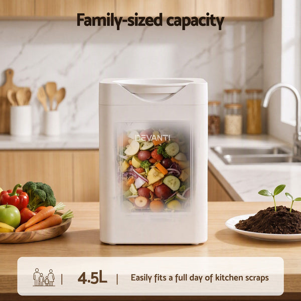 Devanti 4.5L Electric Composter Smart Compost Bin Kitchen Food Waste Recycler Awezingly