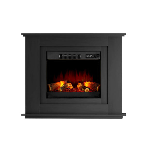 Devanti 2000W Electric Fireplace Mantle Portable Fire Log Wood Heater 3D Flame Effect Black Devanti