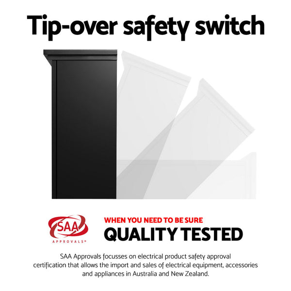 Devanti 2000W Electric Fireplace Mantle Portable Fire Log Wood Heater 3D Flame Effect Black Devanti