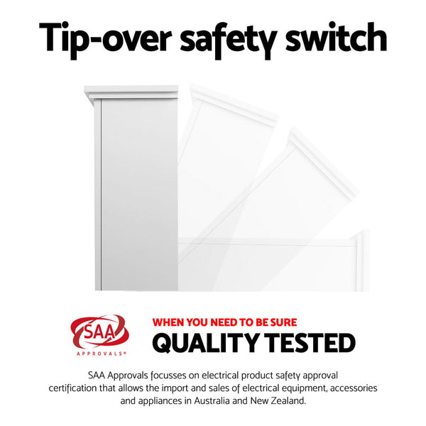 Devanti 2000W Electric Fireplace Mantle Portable Fire Log Wood Heater 3D Flame Effect White Devanti