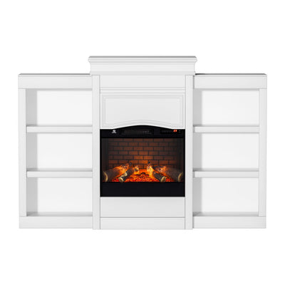 Devanti 2000W Electric Fireplace Fire Heater White