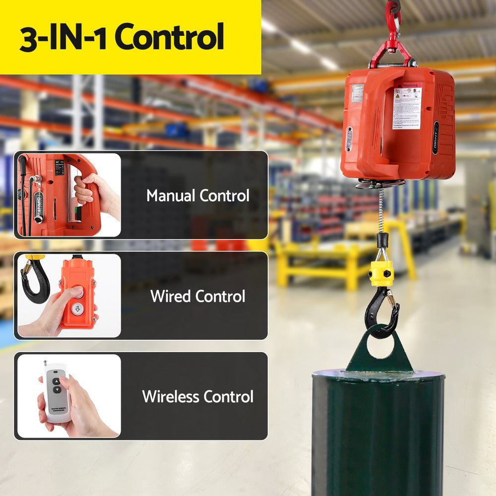 Giantz Electric Hoist Winch 500KG Wired/Wireless Remote Control Giantz