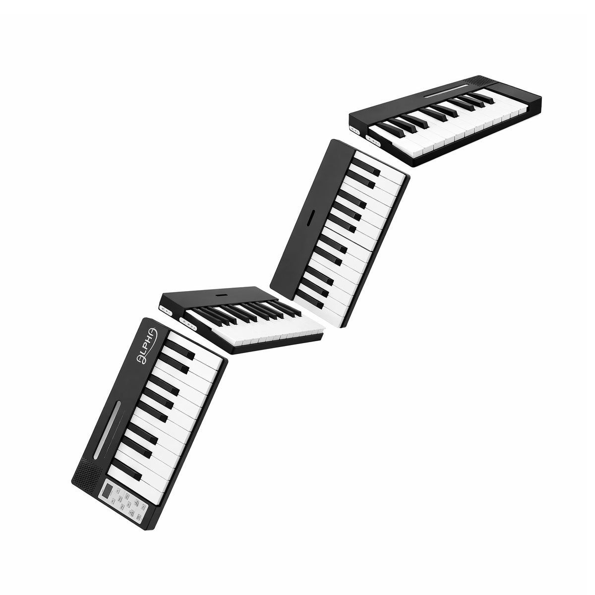 Alpha 88 Key Quad Folding Electronic Keyboard Digital Piano Portable MIDI Bluetooth Black Awezingly
