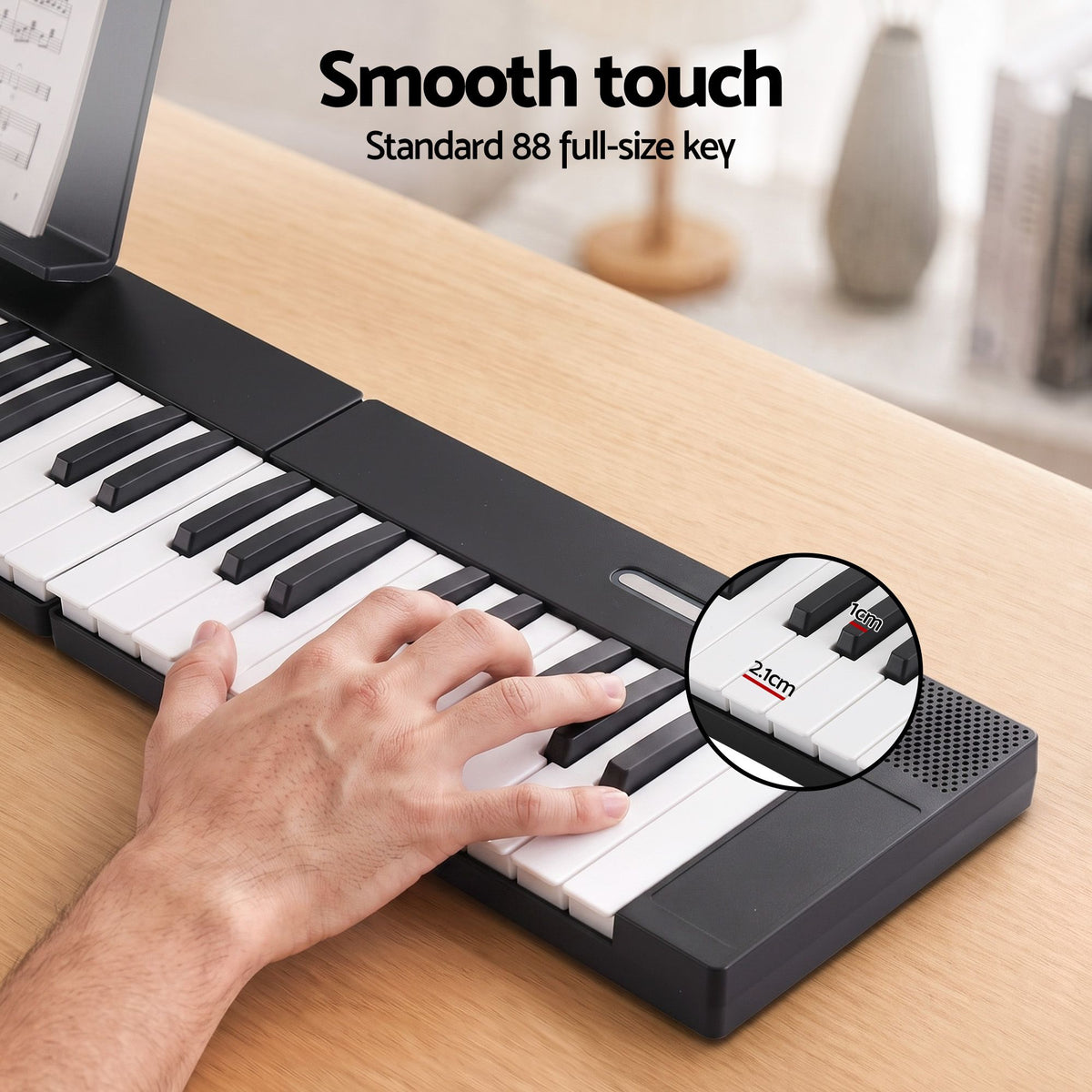 Alpha 88 Key Quad Folding Electronic Keyboard Digital Piano Portable MIDI Bluetooth Black Awezingly