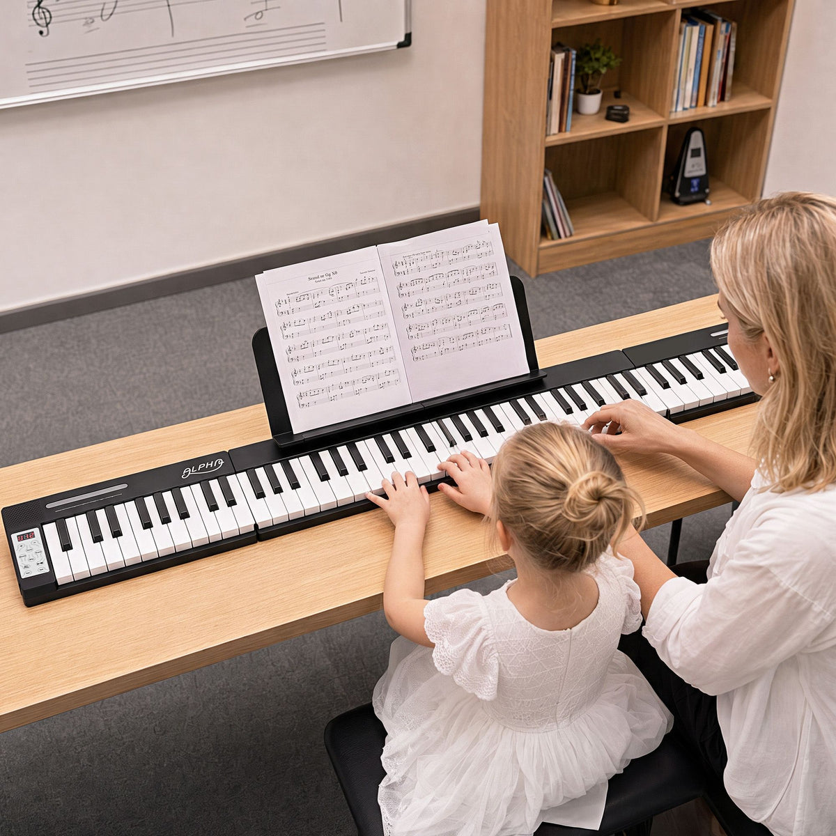 Alpha 88 Key Quad Folding Electronic Keyboard Digital Piano Portable MIDI Bluetooth Black Awezingly