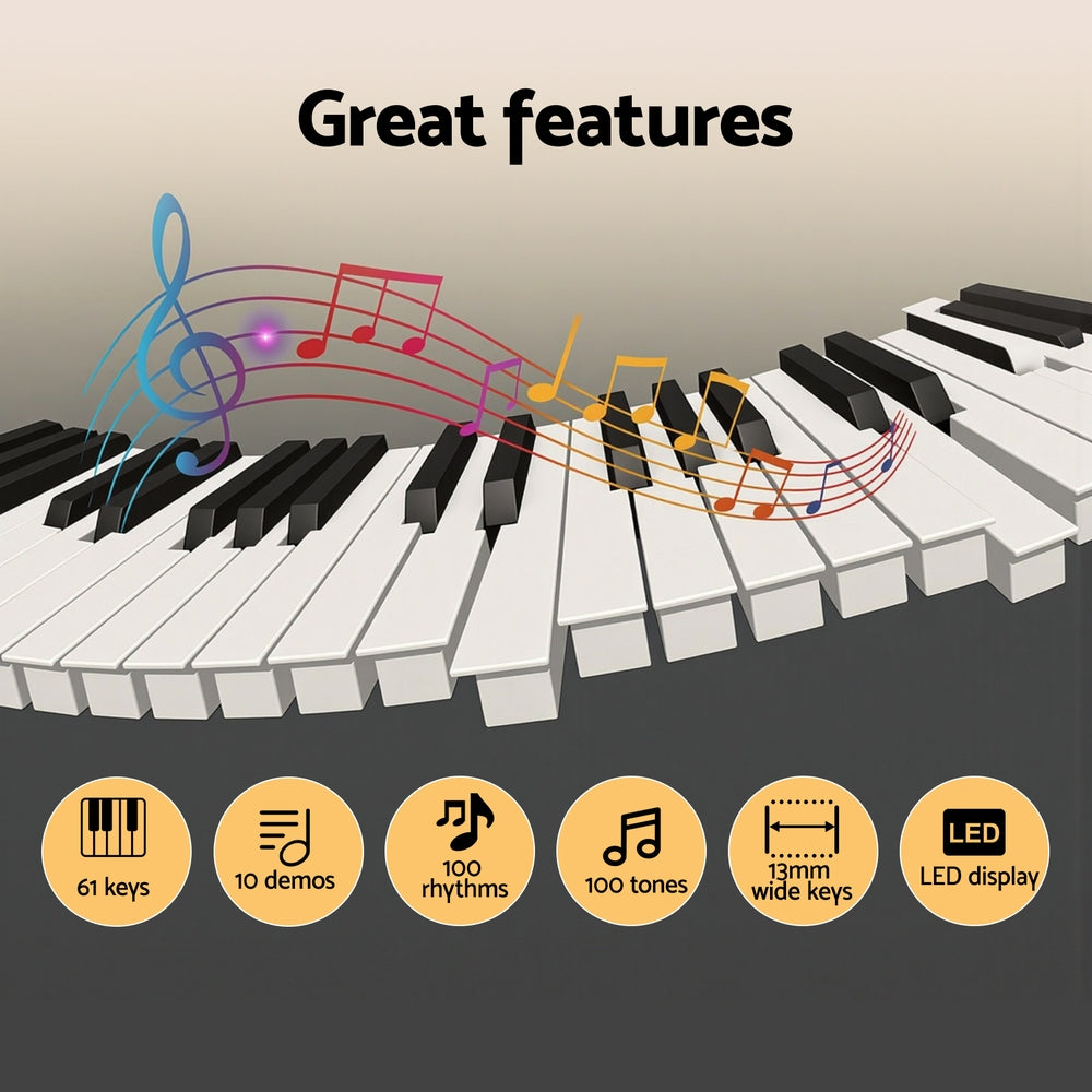 Alpha 61-Key Digital Piano Keyboard Electric Kids Gift Black Alpha