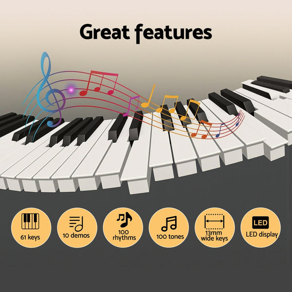 Alpha 61-Key Digital Piano Keyboard Electric Kids Gift Black Alpha