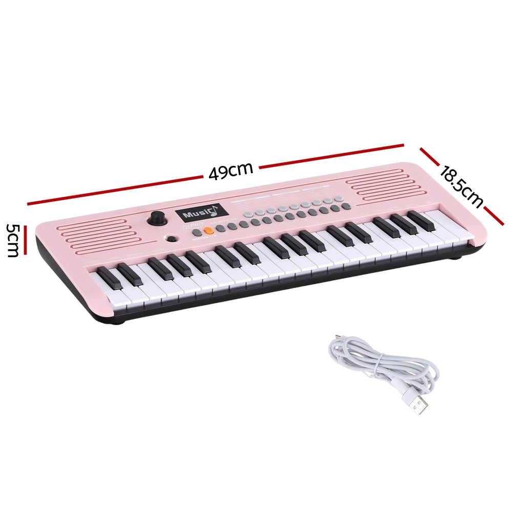 Alpha 37-Key Digital Piano Keyboard for Kids Beginners Electronic Keyboard Piano Gift Pink Alpha