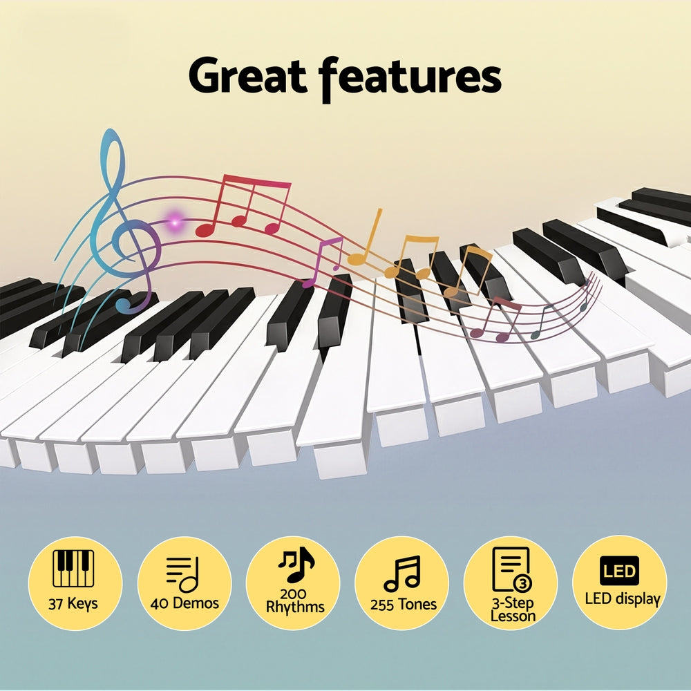 Alpha 37-Key Digital Piano Keyboard Electric Black Alpha