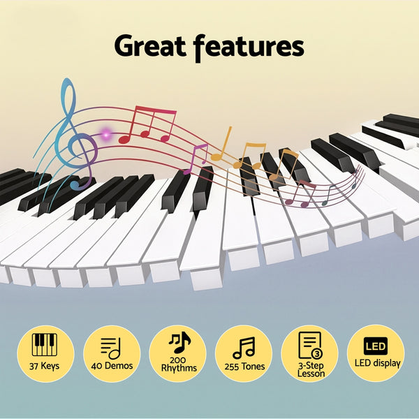 Alpha 37-Key Digital Piano Keyboard Electric Black Alpha