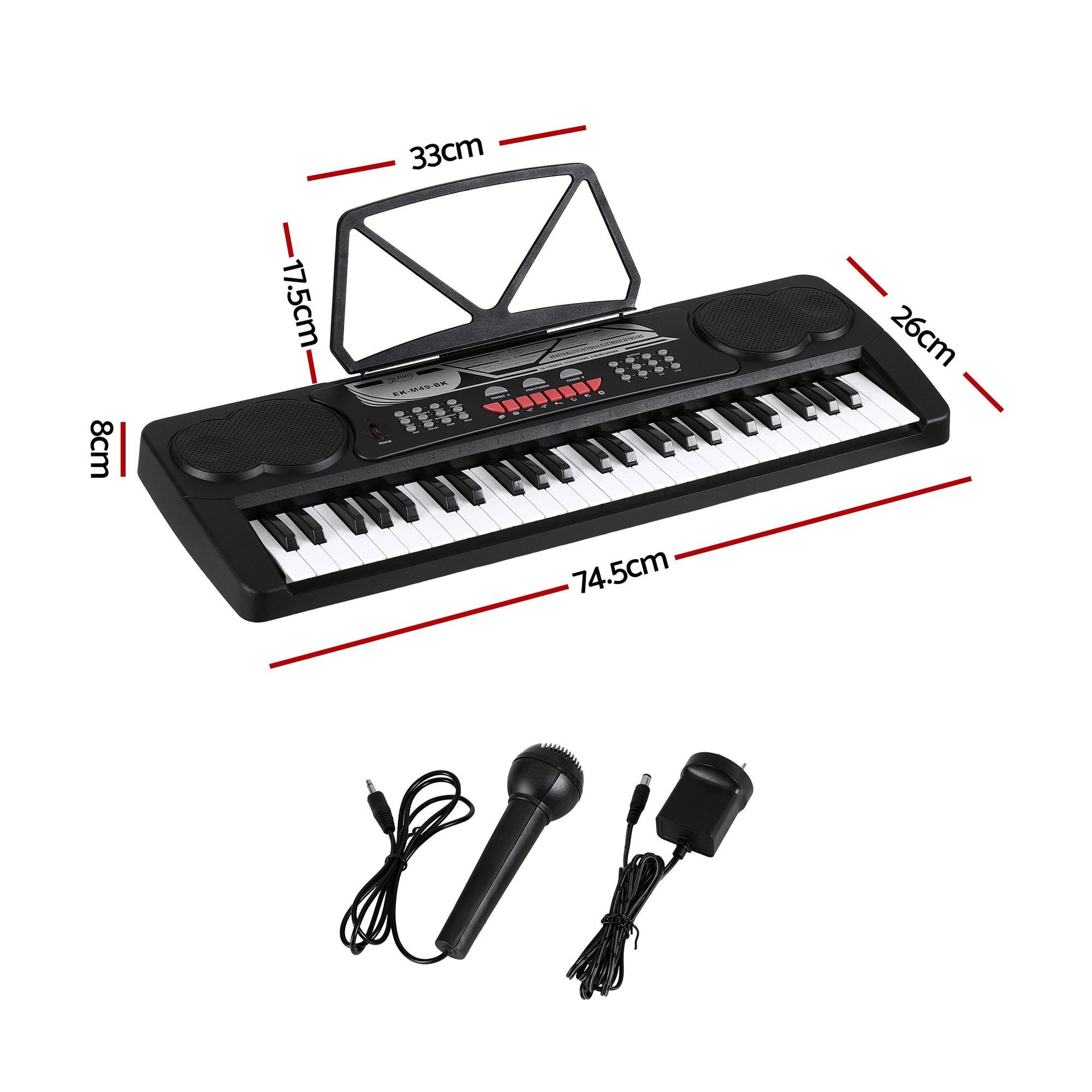 Alpha 49 Key Electronic Keyboard Portable Digital Piano Musical Instrument Black Awezingly