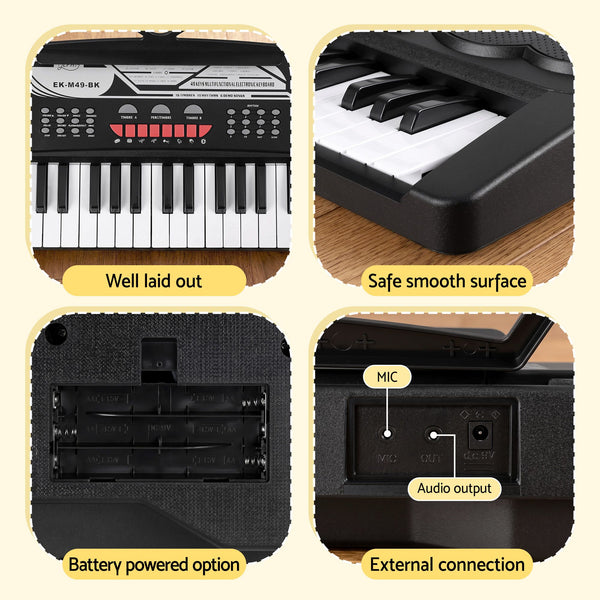 Alpha 49 Key Electronic Keyboard Portable Digital Piano Musical Instrument Black Awezingly