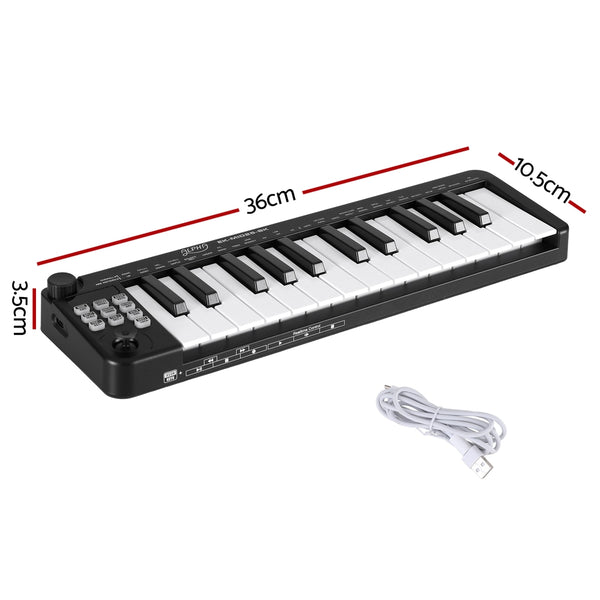 Alpha 25-Key MIDI Keyboard Controller Portable USB Laptop Black Alpha