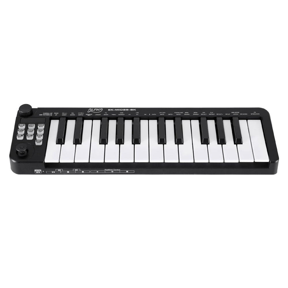 Alpha 25-Key MIDI Keyboard Controller Portable USB Laptop Black Alpha