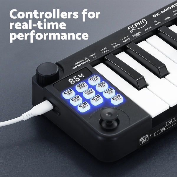 Alpha 25-Key MIDI Keyboard Controller Portable USB Laptop Black Alpha