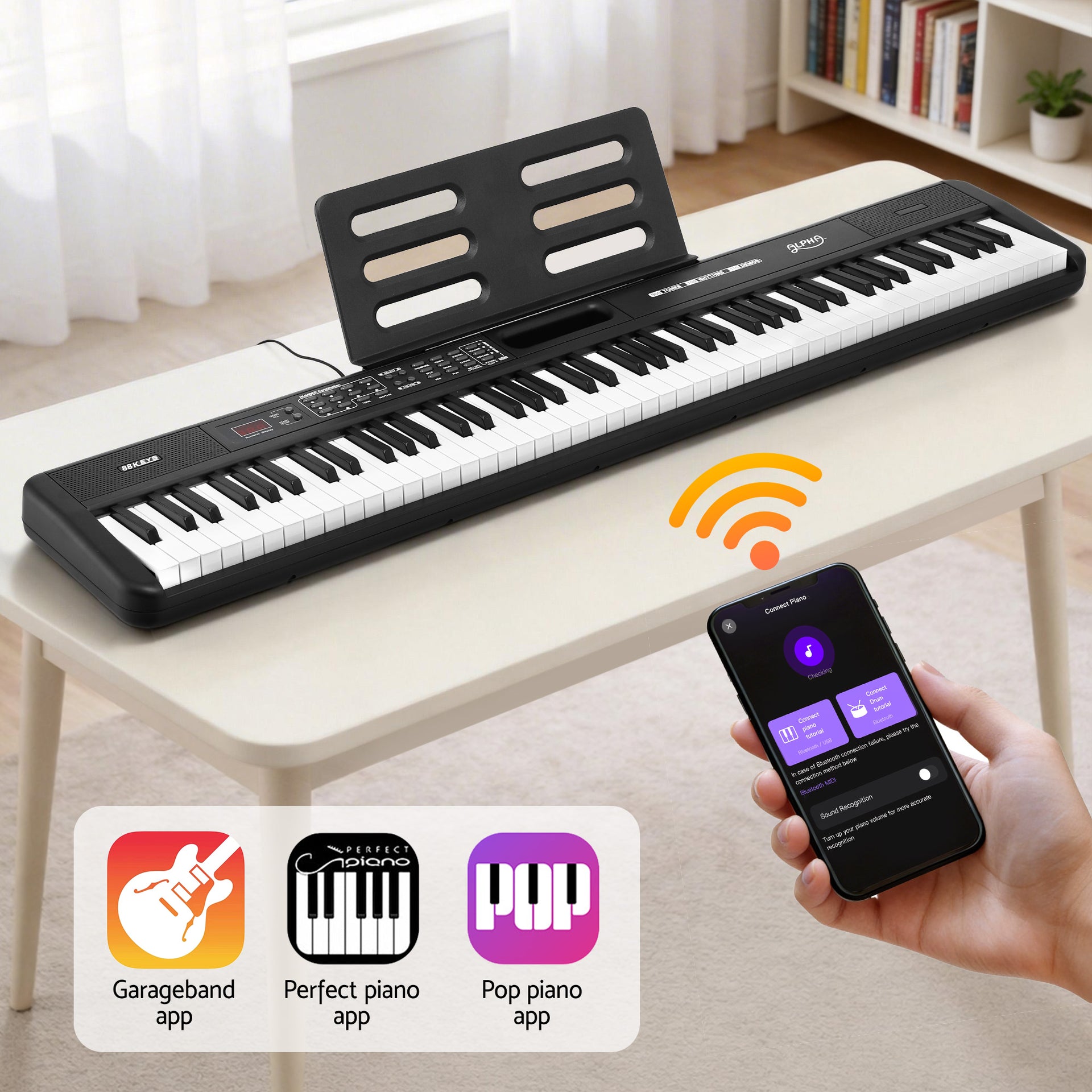 Alpha Piano Keyboard 88 Keys Electric Electronic Keyboard Piano Gift Black Awezingly