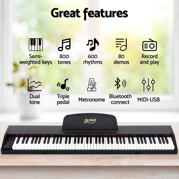 Alpha 88 Keys Digital Piano Keyboard Electronic w/ Stand Alpha