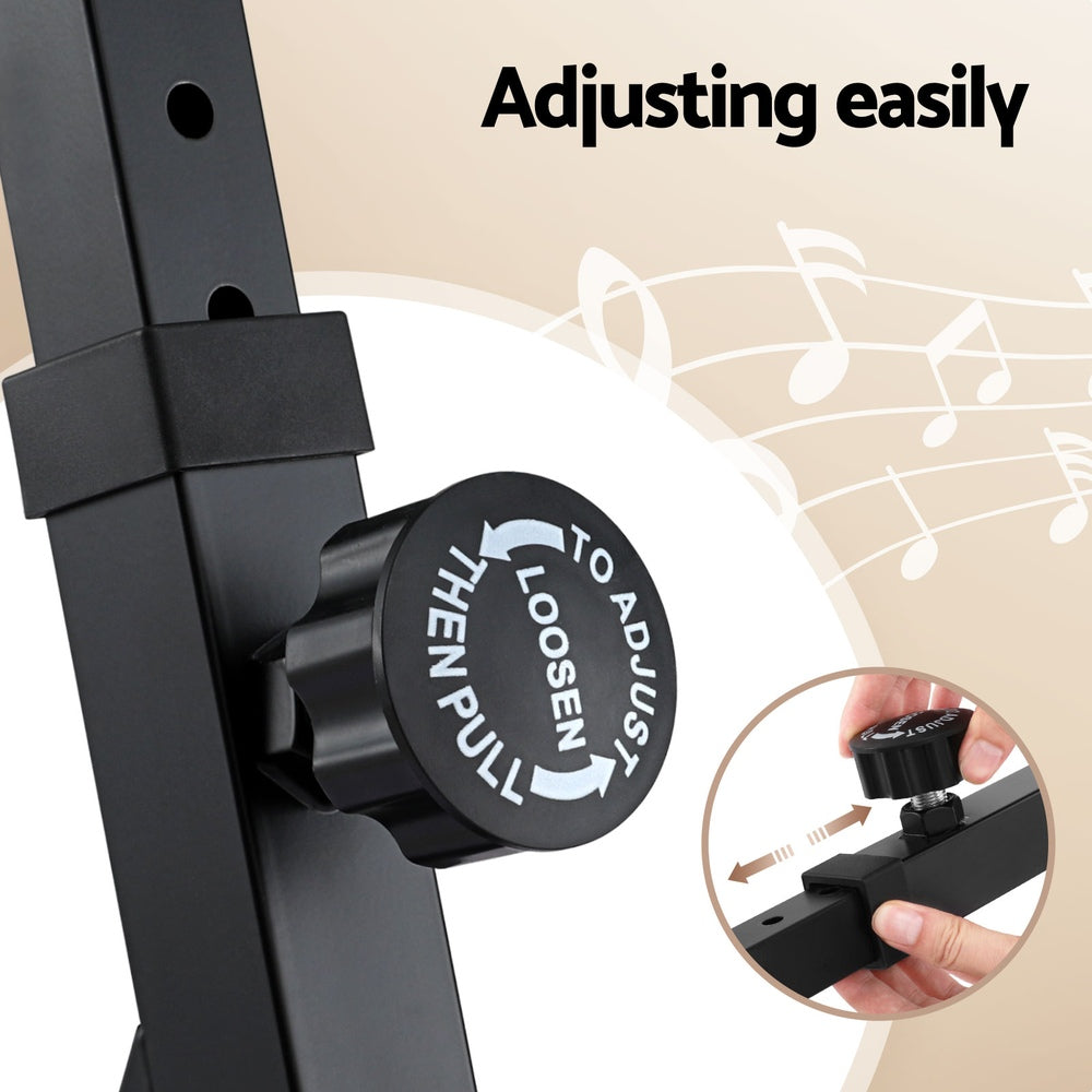 Alpha Heavy Duty Adjustable Piano Stand with Lockable Wheels Z-Stand Black Alpha