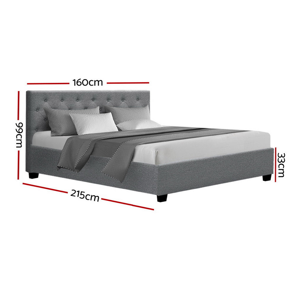 Artiss Bed Frame Queen Size Gas Lift Grey VILA Awezingly
