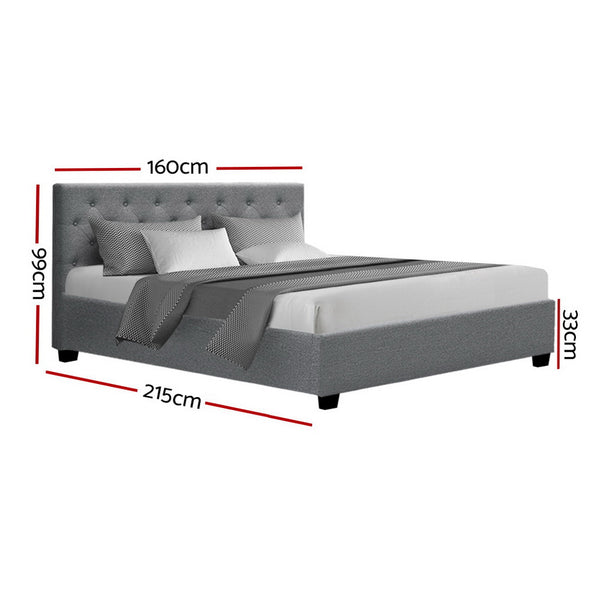 Artiss Bed Frame Queen Size Gas Lift Grey VILA Awezingly