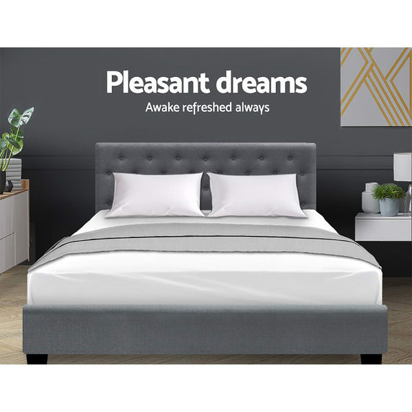 Artiss Bed Frame Queen Size Gas Lift Grey VILA Awezingly