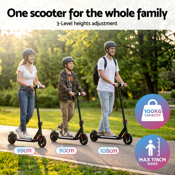 Electric Scooter 180W 18KM/H Foldable Height Adjustable Portable Riding Commuter Teens Adults Everfit