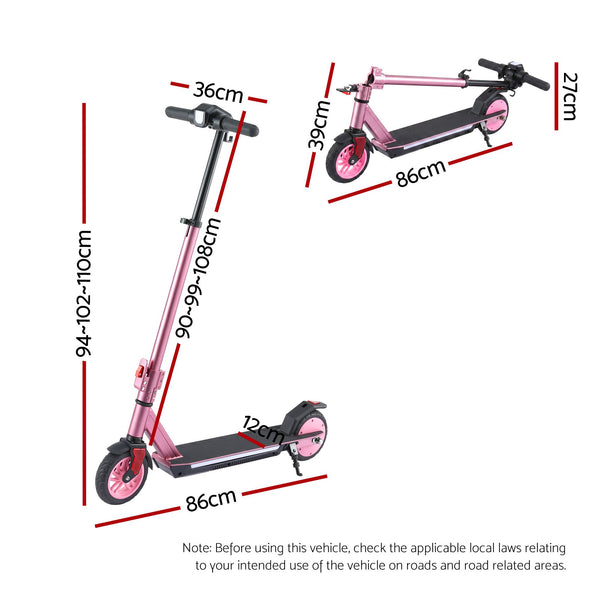 Electric Scooter 180W 18KM/H Adjustable Portable Foldable Height Riding Commuter Teens Adults Everfit