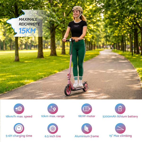 Electric Scooter 180W 18KM/H Adjustable Portable Foldable Height Riding Commuter Teens Adults Everfit