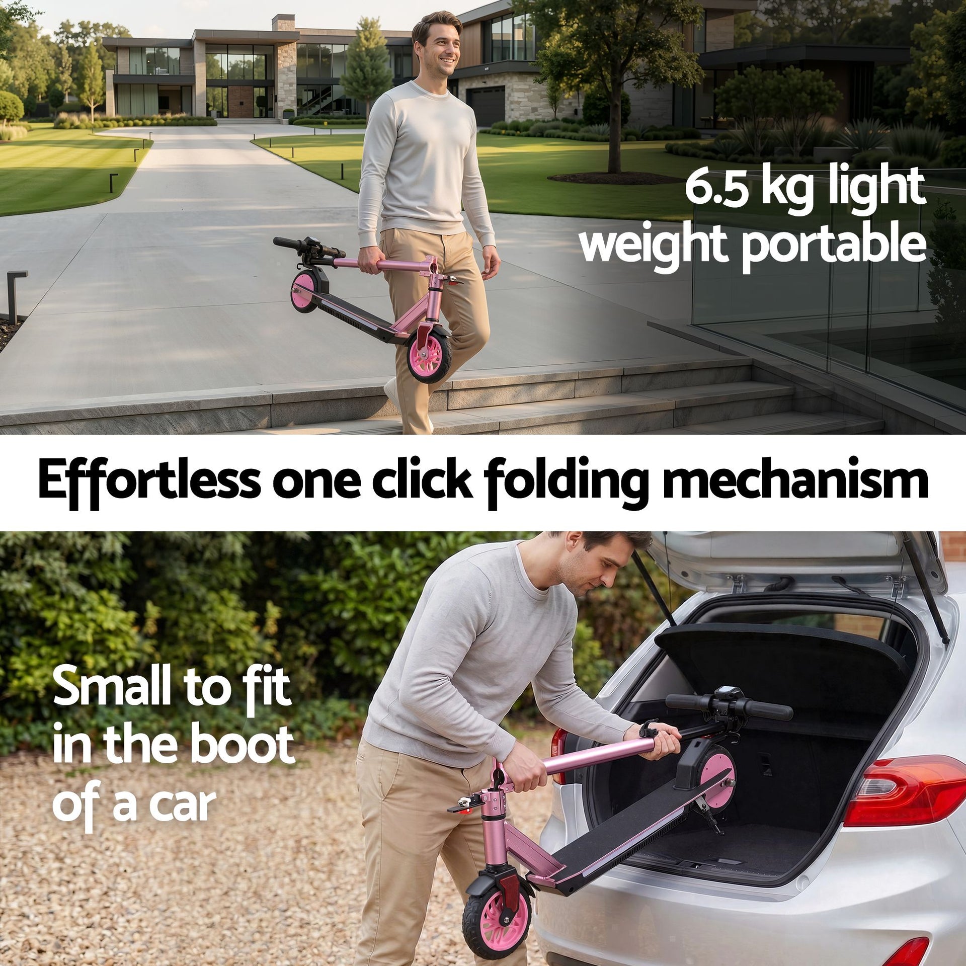 Electric Scooter 180W 18KM/H Adjustable Portable Foldable Height Riding Commuter Teens Adults Everfit