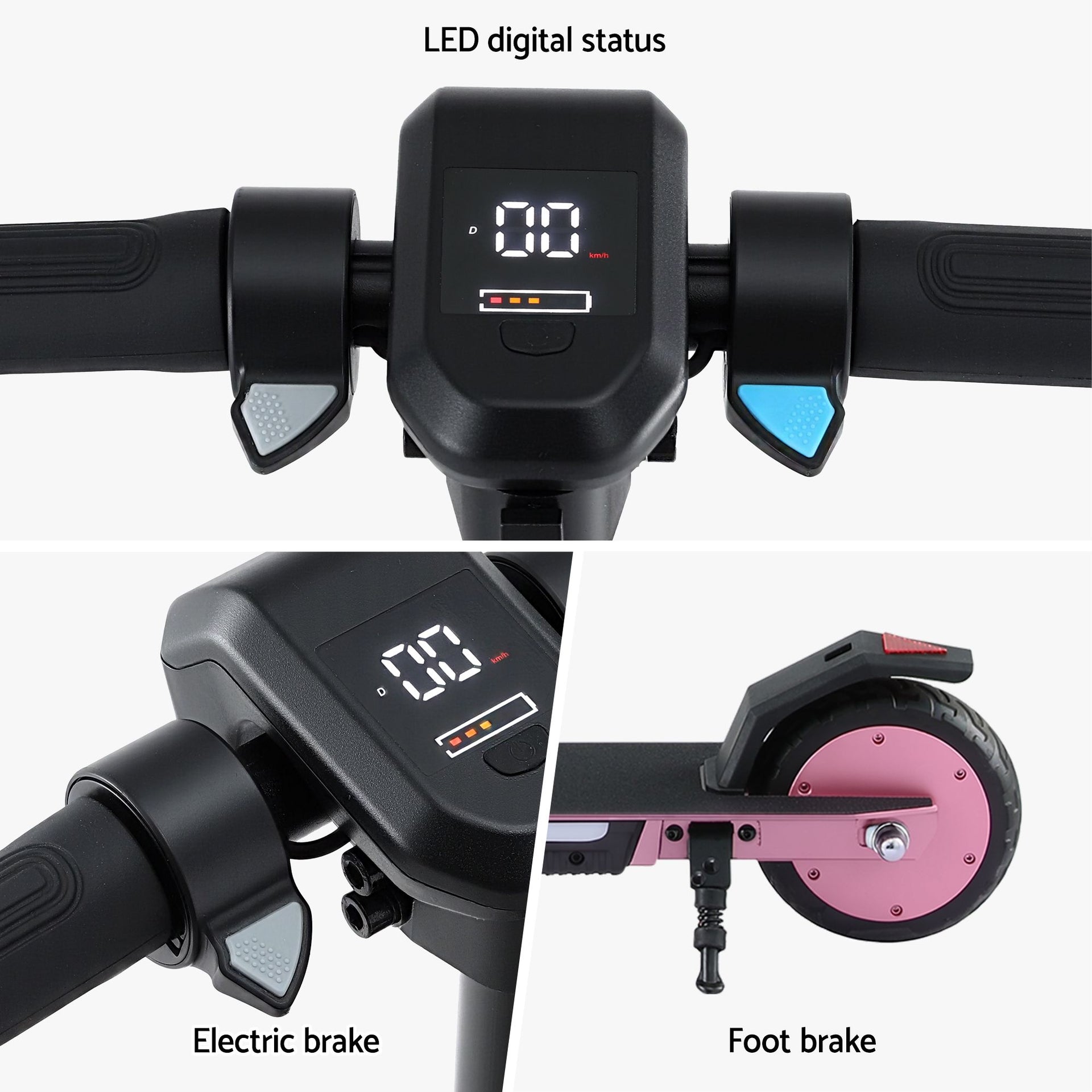Electric Scooter 180W 18KM/H Adjustable Portable Foldable Height Riding Commuter Teens Adults Everfit