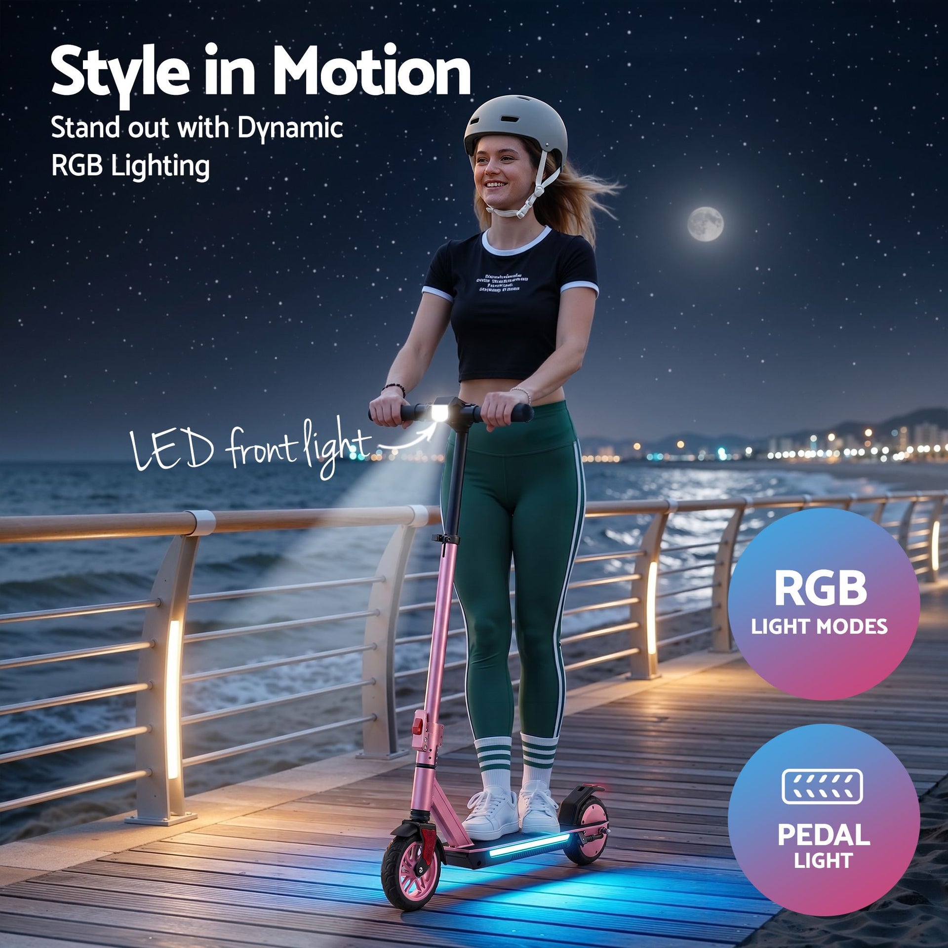 Electric Scooter 180W 18KM/H Adjustable Portable Foldable Height Riding Commuter Teens Adults Everfit