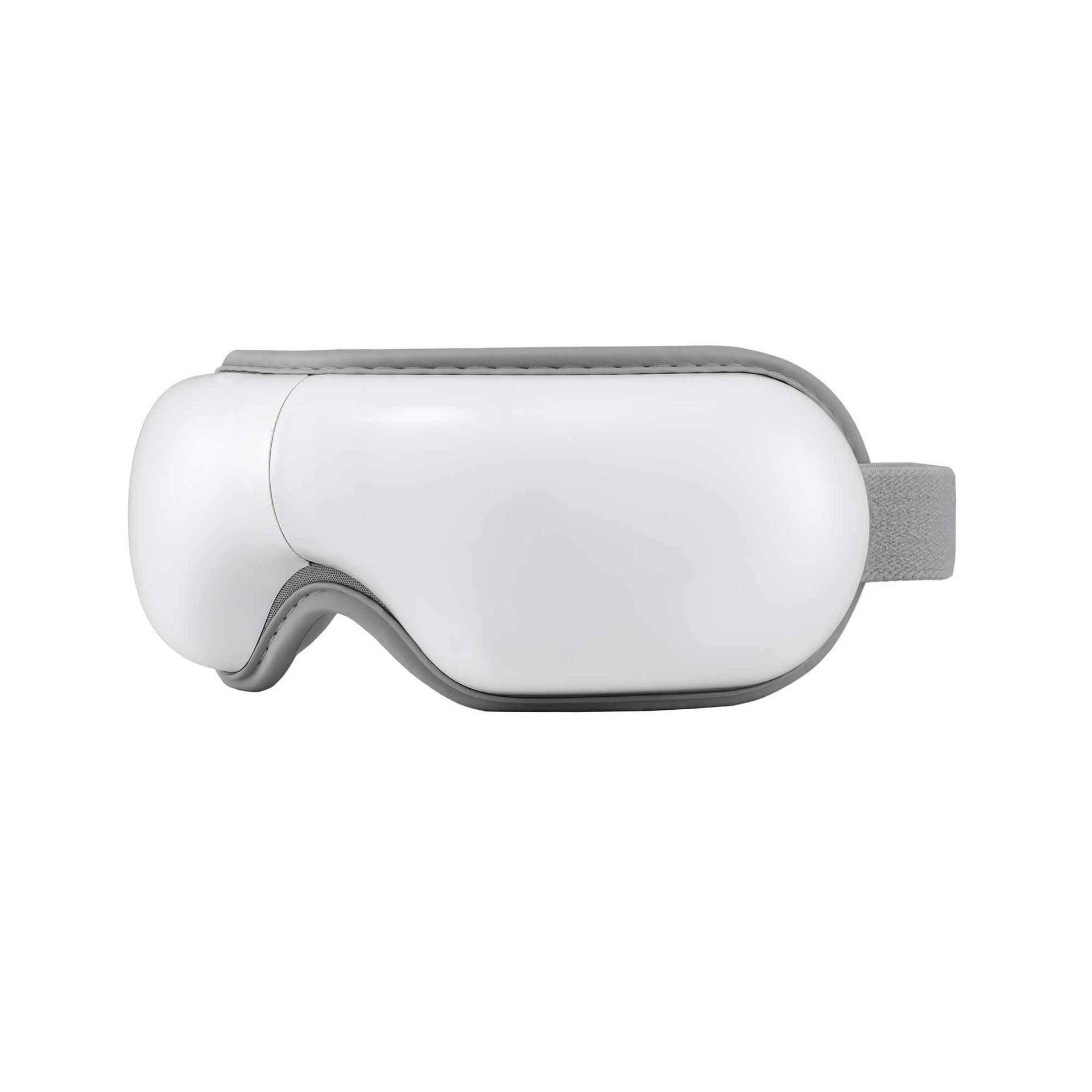 Livemor Eye Massager with Heat & Vibration | 180° Foldable Electric Eye Heat Mask with Bluetooth Music for Fatigue Relief | Rechargeable 3D Wrap-Around Temple Massager, White Livemor