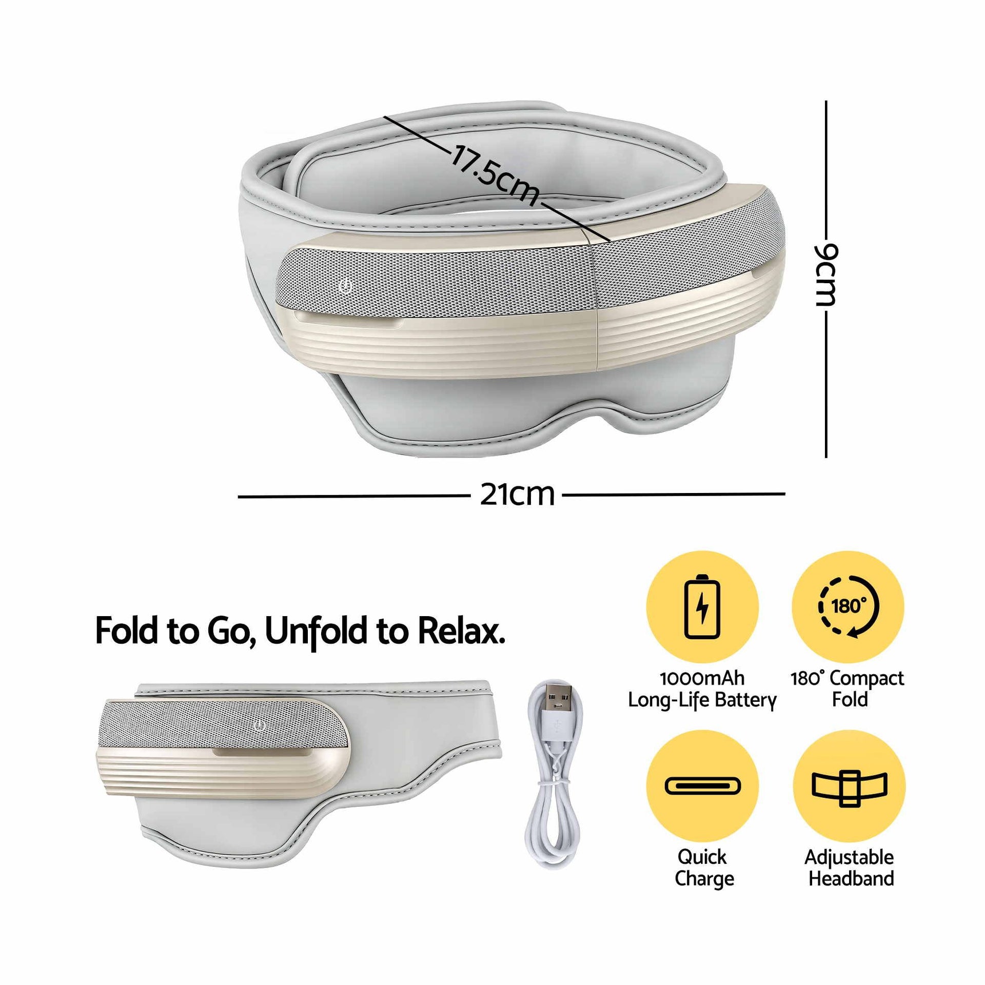 Livemor Eye and Head Massager with Heat, Eye Massager, Forehand and Temple Massager, Air Compression & Bluetooth Music, 5 Modes, 180° Foldable, Relaxation Gifts for Mom Dad Women Men Livemor