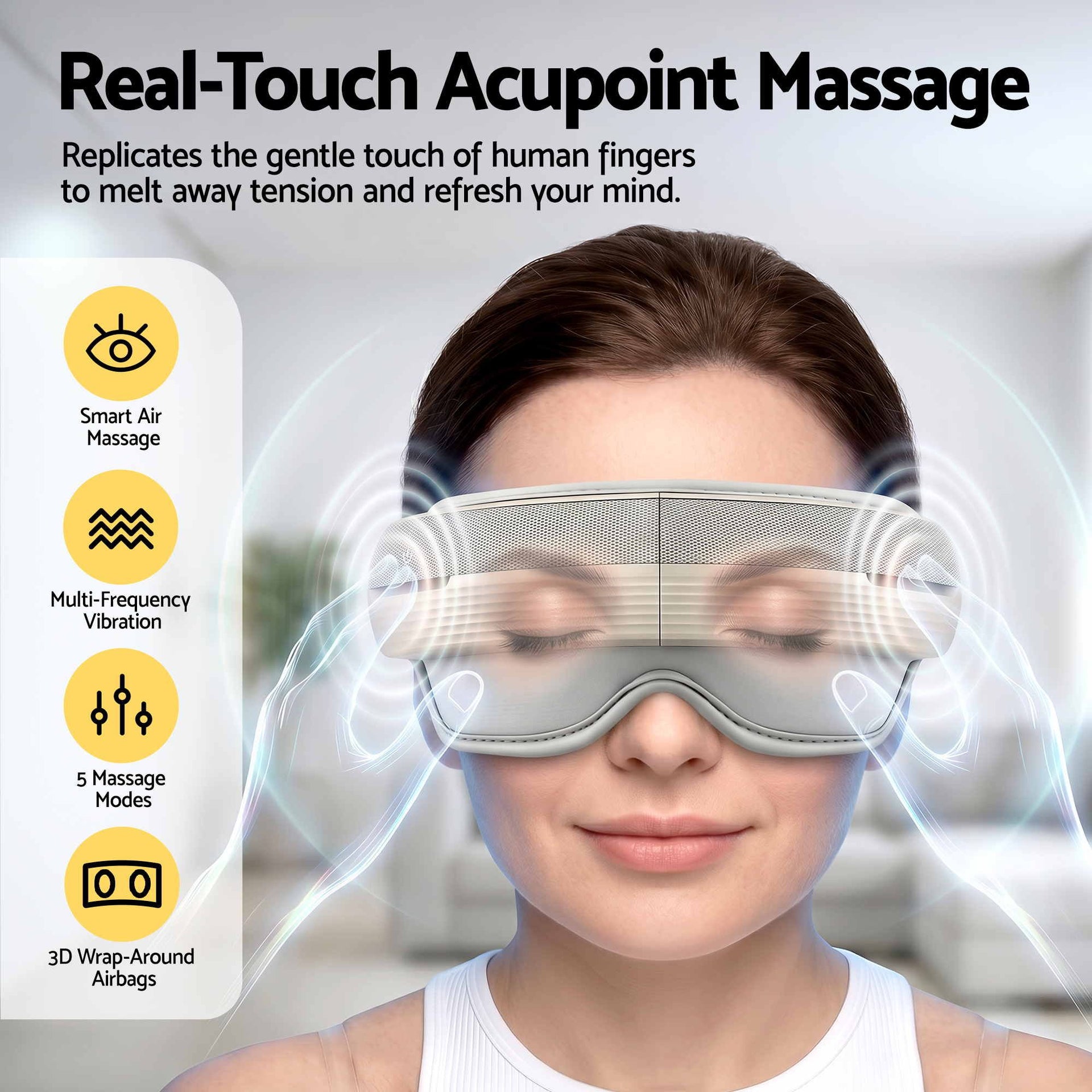 Livemor Eye and Head Massager with Heat, Eye Massager, Forehand and Temple Massager, Air Compression & Bluetooth Music, 5 Modes, 180° Foldable, Relaxation Gifts for Mom Dad Women Men Livemor