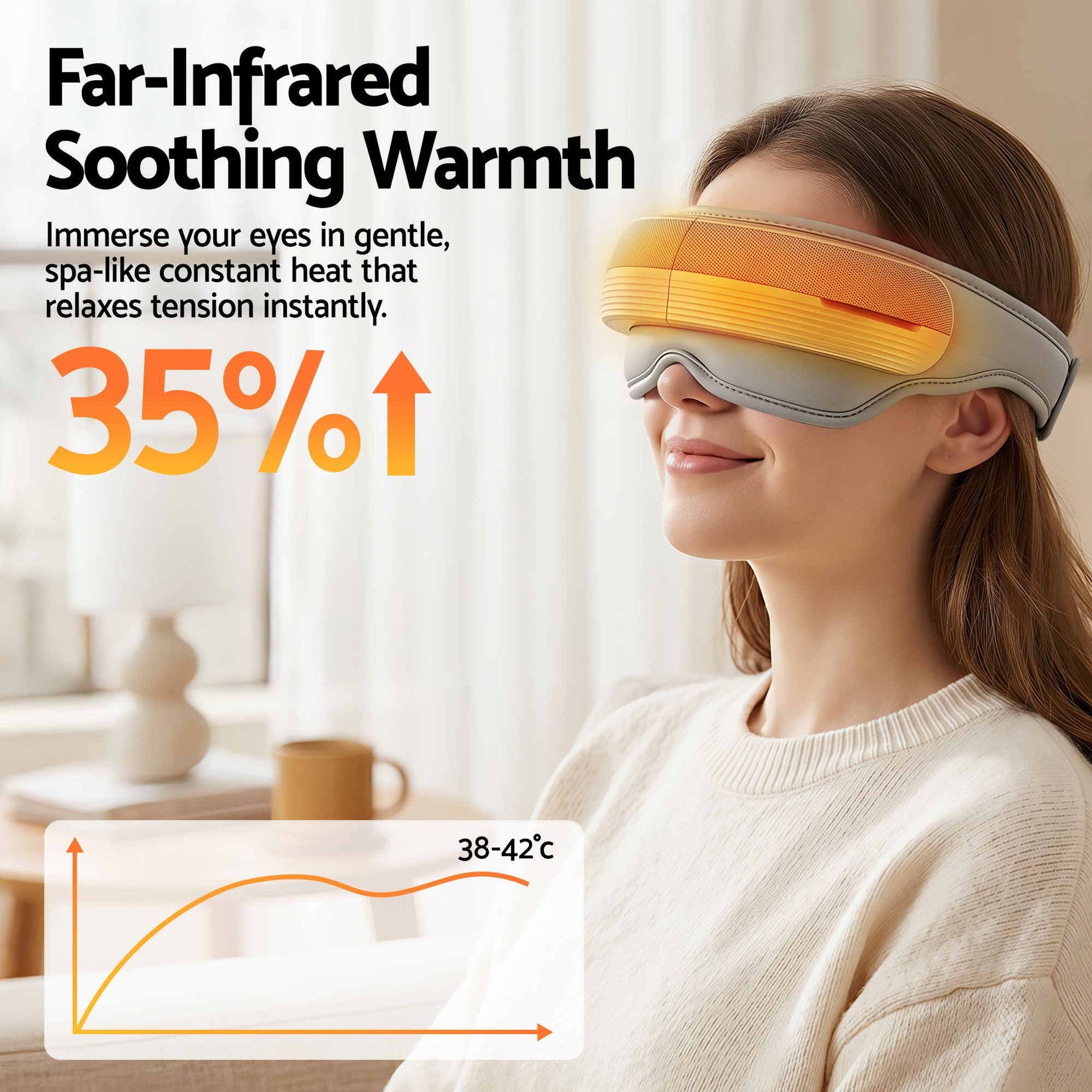 Livemor Eye and Head Massager with Heat, Eye Massager, Forehand and Temple Massager, Air Compression & Bluetooth Music, 5 Modes, 180° Foldable, Relaxation Gifts for Mom Dad Women Men Livemor