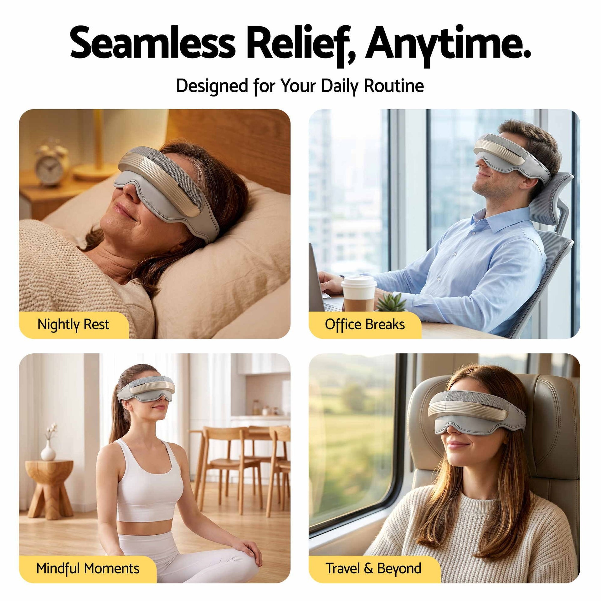 Livemor Eye and Head Massager with Heat, Eye Massager, Forehand and Temple Massager, Air Compression & Bluetooth Music, 5 Modes, 180° Foldable, Relaxation Gifts for Mom Dad Women Men Livemor