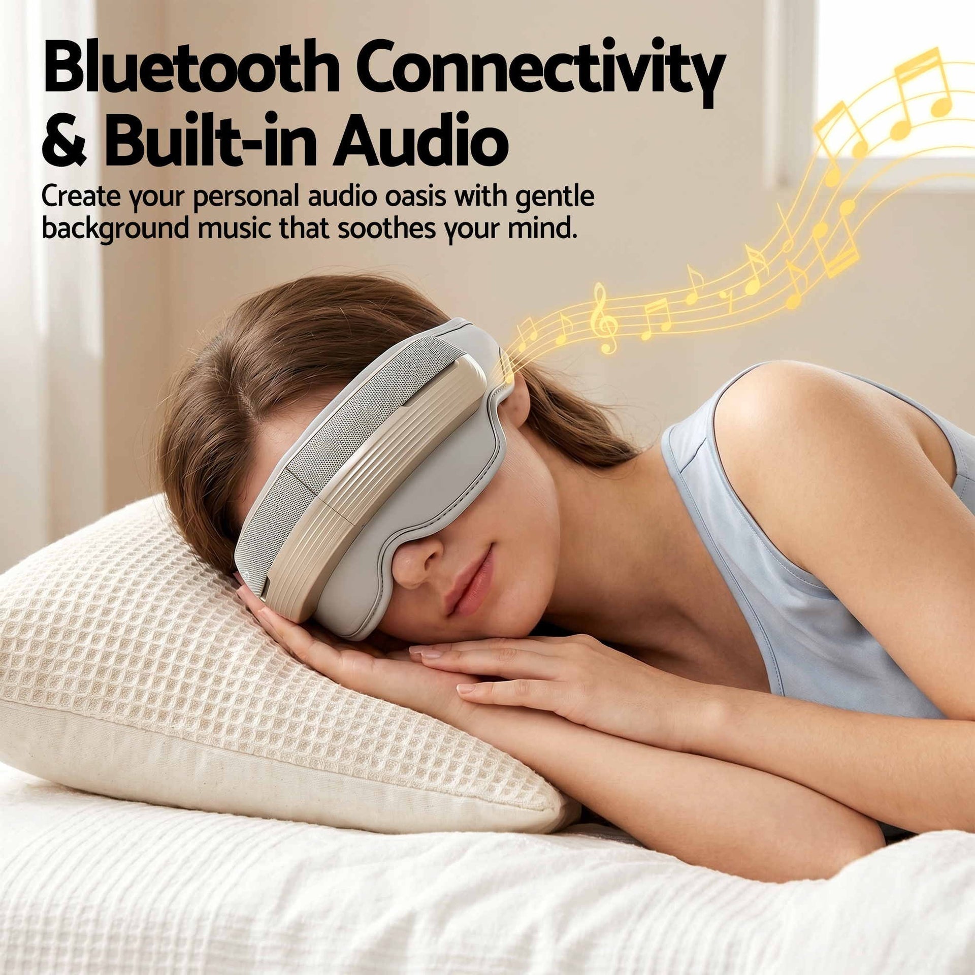 Livemor Eye and Head Massager with Heat, Eye Massager, Forehand and Temple Massager, Air Compression & Bluetooth Music, 5 Modes, 180° Foldable, Relaxation Gifts for Mom Dad Women Men Livemor