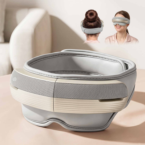 Livemor Eye and Head Massager with Heat, Eye Massager, Forehand and Temple Massager, Air Compression & Bluetooth Music, 5 Modes, 180° Foldable, Relaxation Gifts for Mom Dad Women Men Livemor