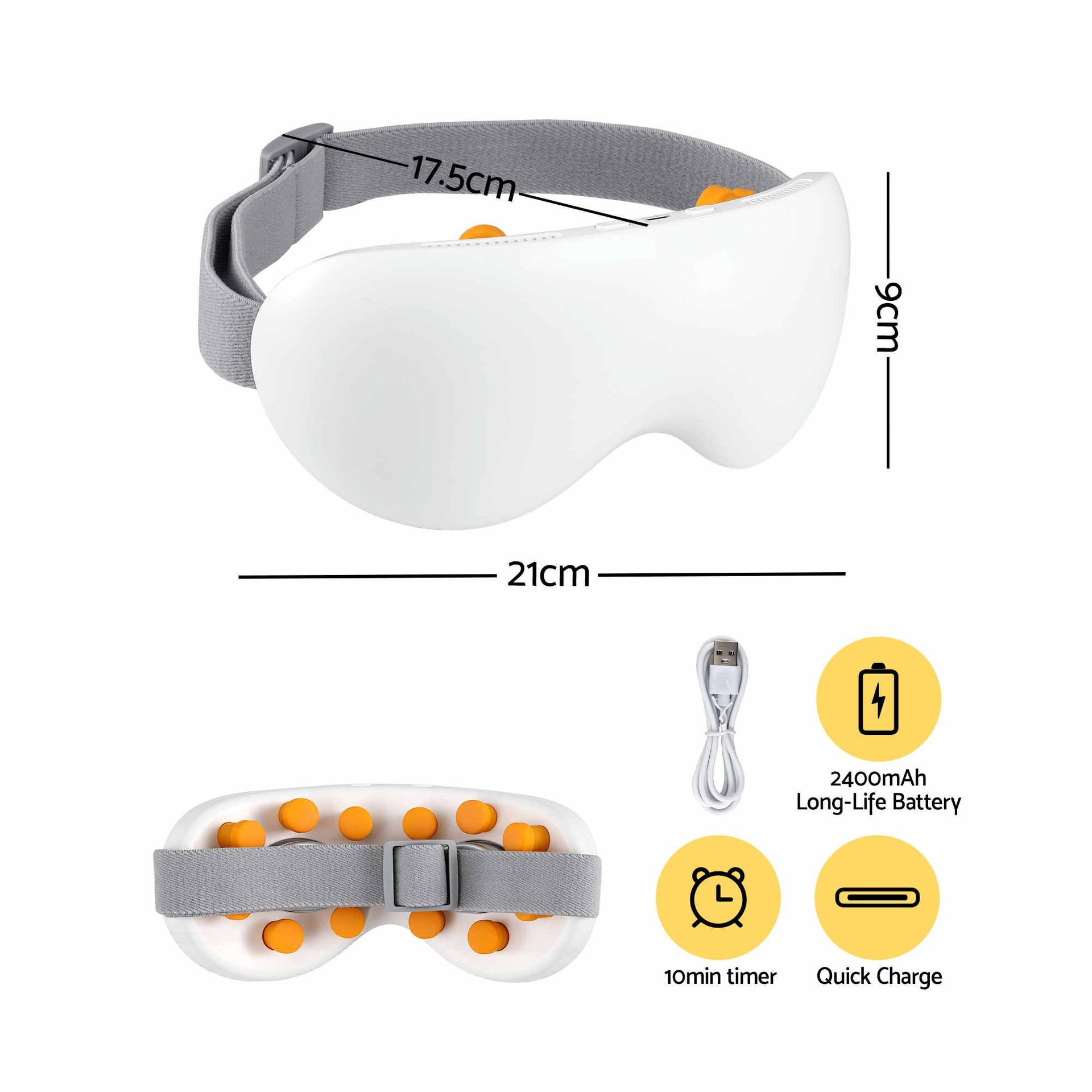 Livemor Eye Massager with Cooling & Heating | Dual Hot Cold Compress Goggles with 12 Vibrating Nodes for Migraine Relief | Wireless Bluetooth Eye Mask with 10Min Timer & 2400mAh Battery, White Livemor