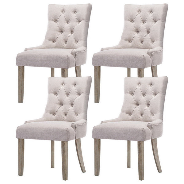 Artiss Dining Chairs Set of 4 Linen French Provincial Beige Artiss
