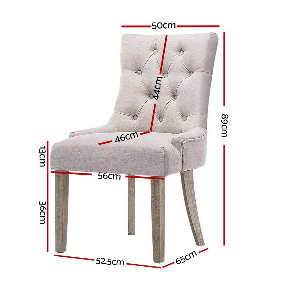 Artiss Dining Chairs Set of 4 Linen French Provincial Beige Artiss