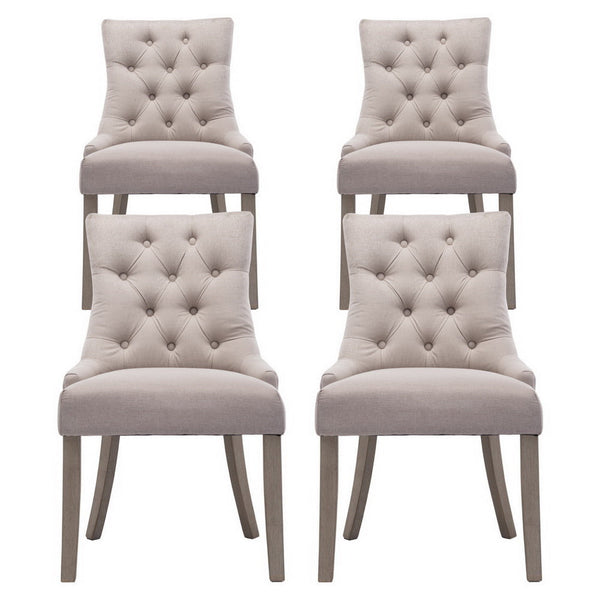 Artiss Dining Chairs Set of 4 Linen French Provincial Beige Artiss