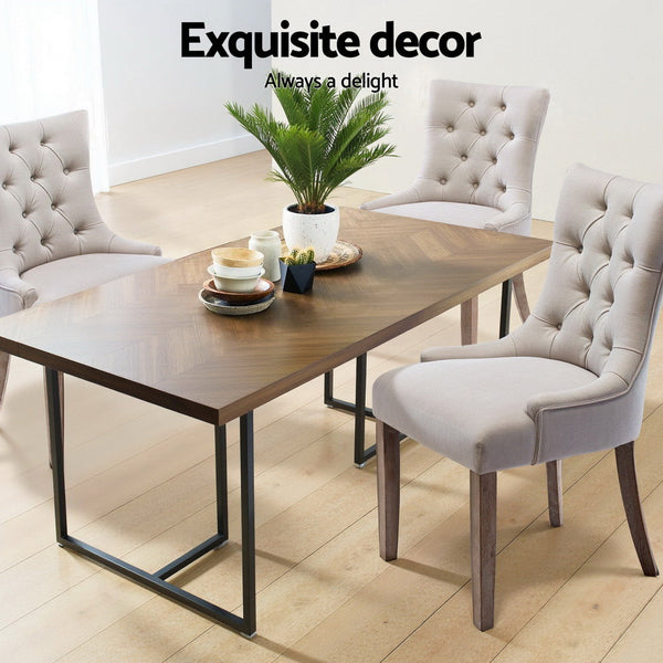 Artiss Dining Chairs Set of 4 Linen French Provincial Beige Artiss