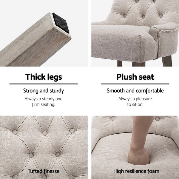 Artiss Dining Chairs Set of 4 Linen French Provincial Beige Artiss