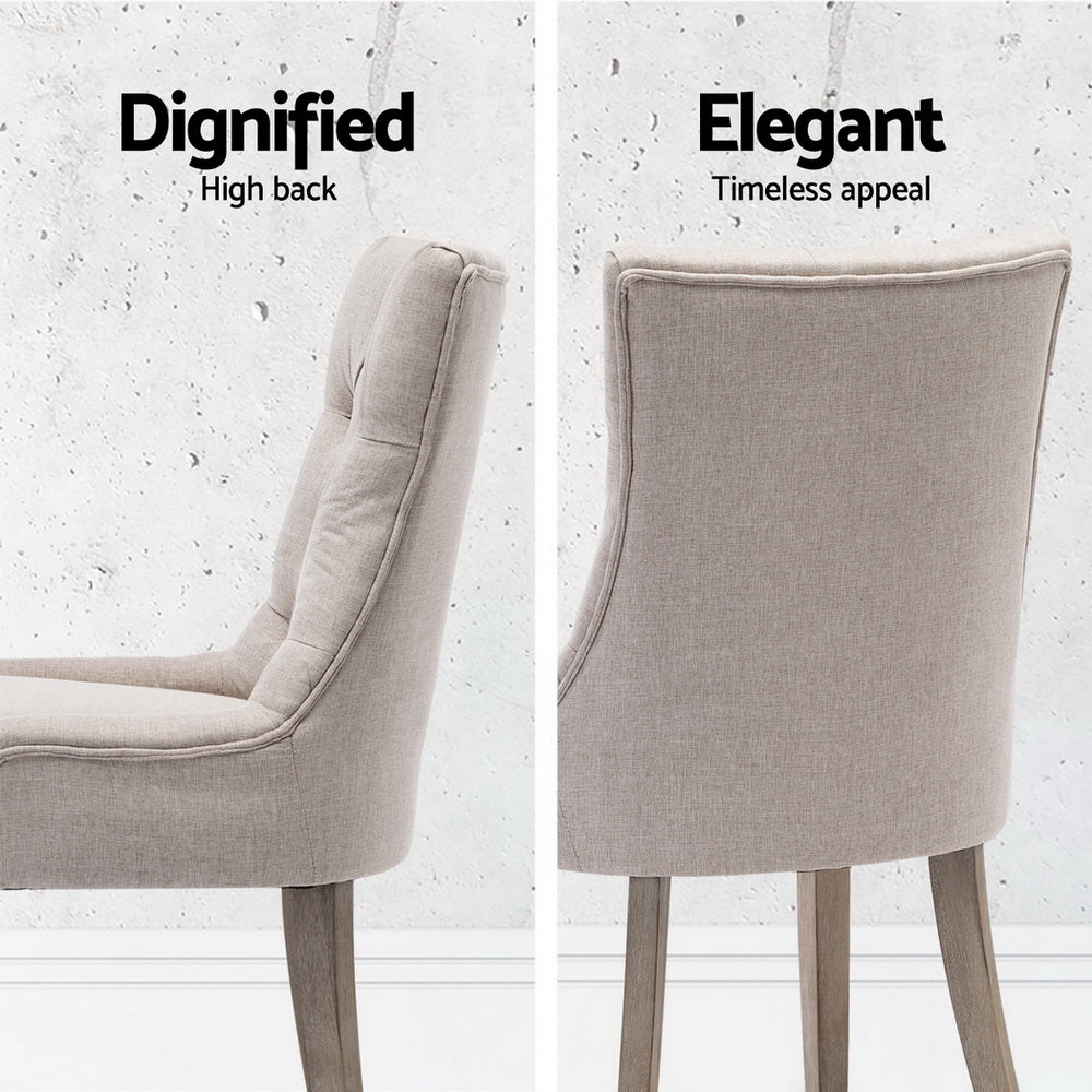 Artiss Dining Chairs Set of 4 Linen French Provincial Beige Artiss