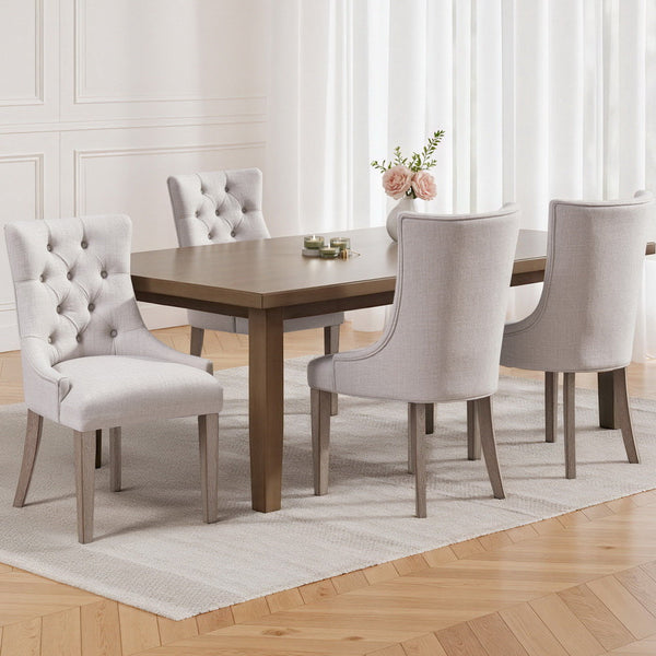 Artiss Dining Chairs Set of 4 Linen French Provincial Beige Artiss