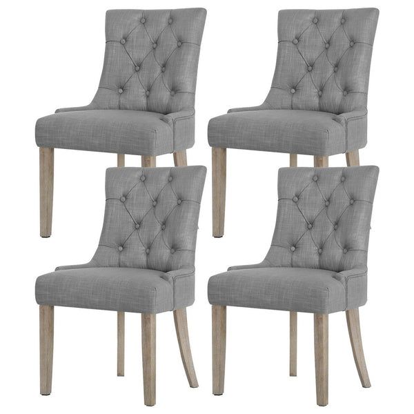 Artiss Dining Chairs Set of 4 Linen French Provincial Grey Artiss