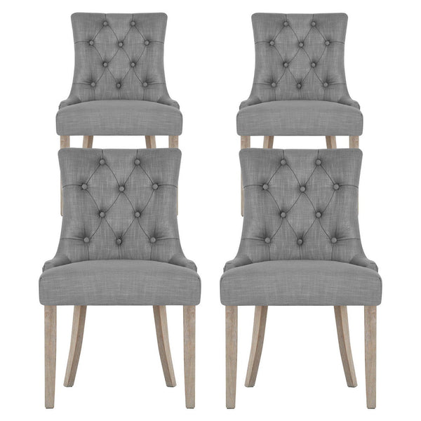 Artiss Dining Chairs Set of 4 Linen French Provincial Grey Artiss