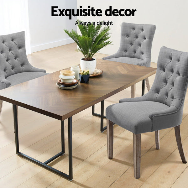 Artiss Dining Chairs Set of 4 Linen French Provincial Grey Artiss