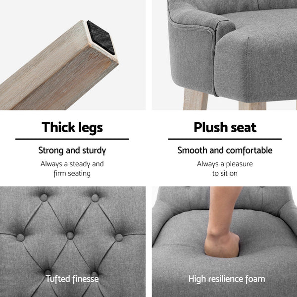 Artiss Dining Chairs Set of 4 Linen French Provincial Grey Artiss